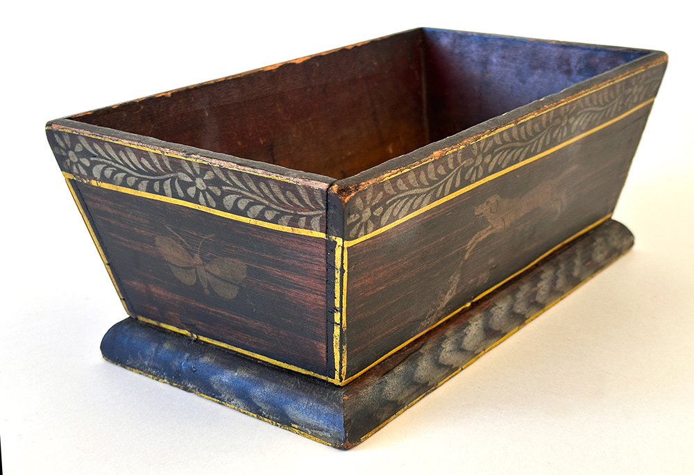 early american apple box with original polychromatic paint decoration