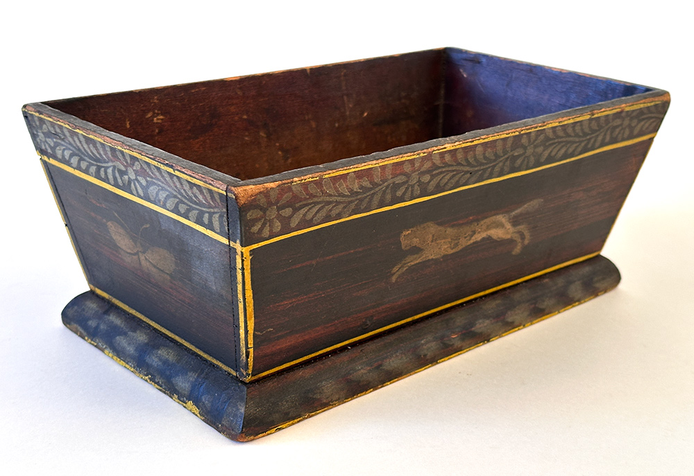 early american apple box with original polychromatic paint decoration