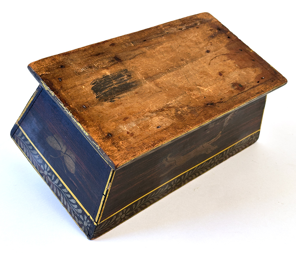 early american apple box with original polychromatic paint decoration