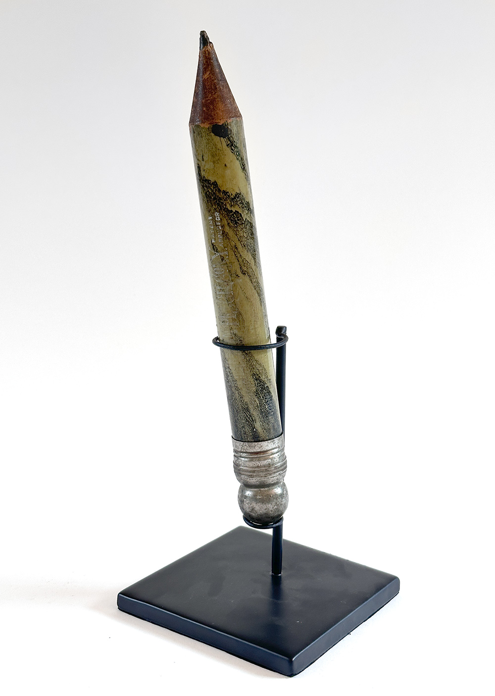 1915 NYC american pencil company oversized wooden green black vinegar marblized paint decorated pencil case