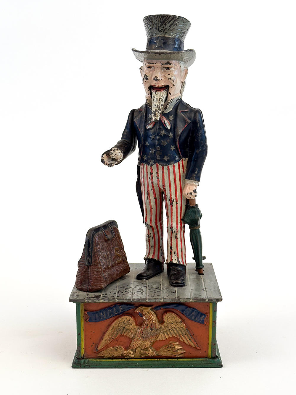 1886 antique uncle sam cast iron mechanical bank