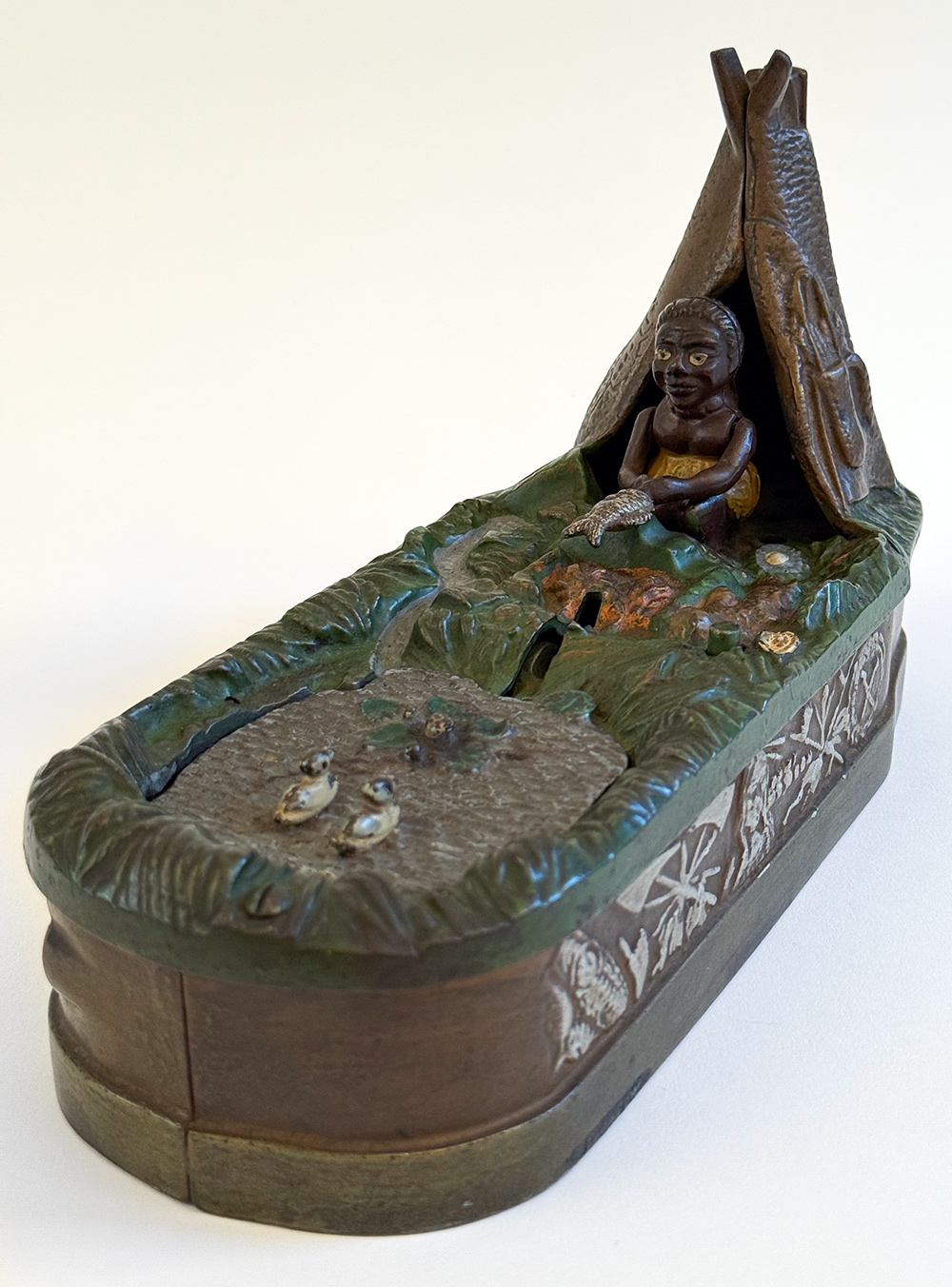 original cast iron chief big moon mechanical bank