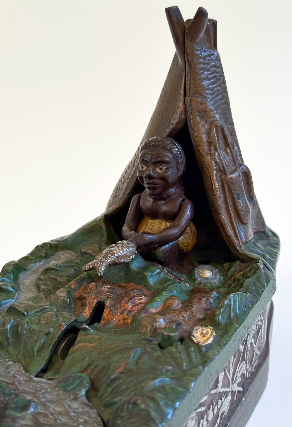 original cast iron chief big moon mechanical bank