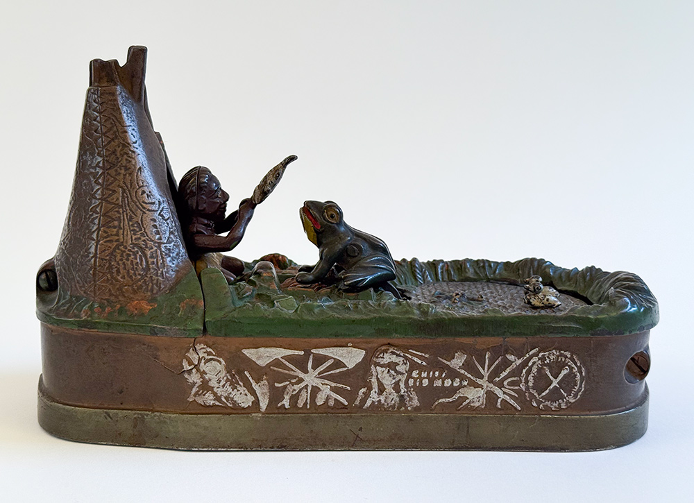 original cast iron chief big moon mechanical bank