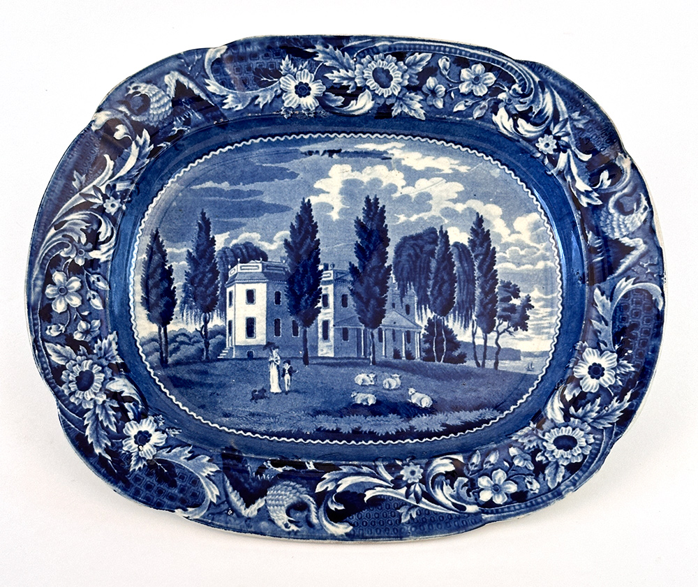 Hoboken in New Jersey eagle border joseph stubbs  medium blue historical staffordshire platter