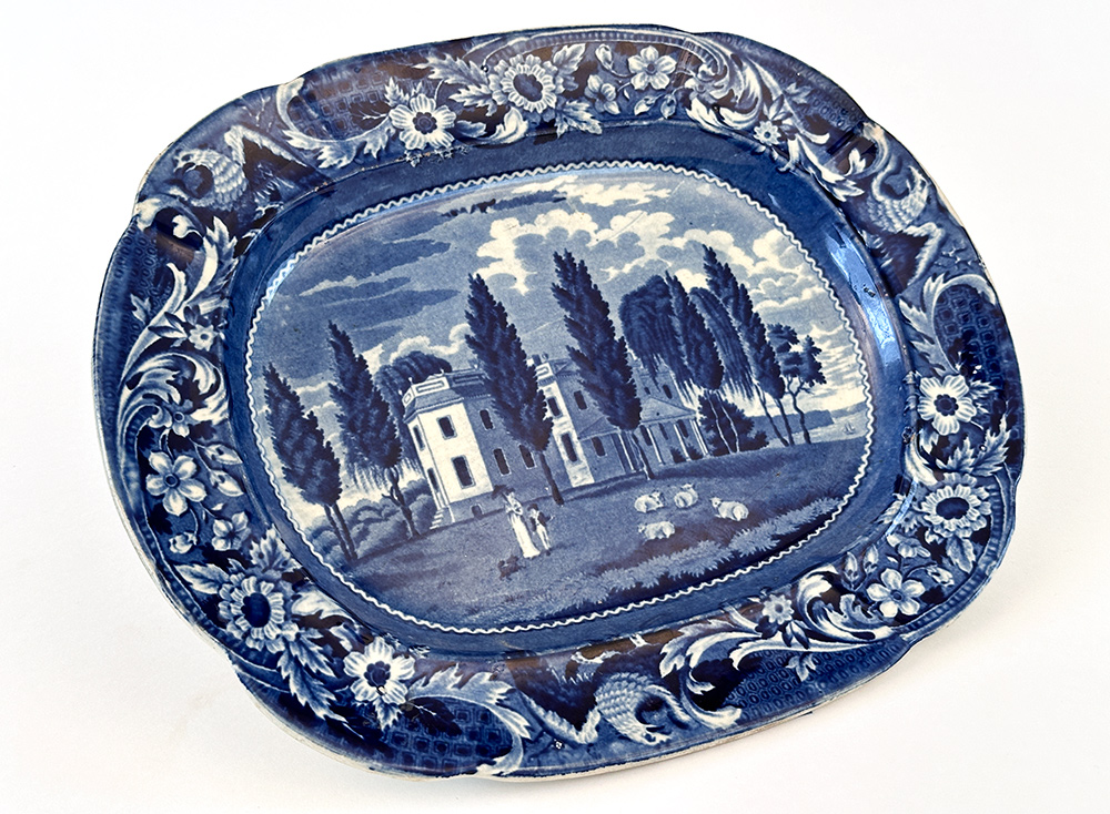 Hoboken in New Jersey eagle border joseph stubbs  medium blue historical staffordshire platter