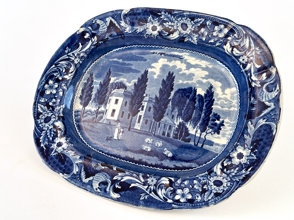 Hoboken in New Jersey eagle border joseph stubbs  medium blue historical staffordshire platter