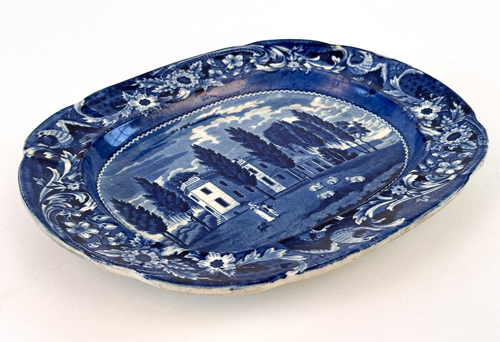 Hoboken in New Jersey eagle border joseph stubbs  medium blue historical staffordshire platter