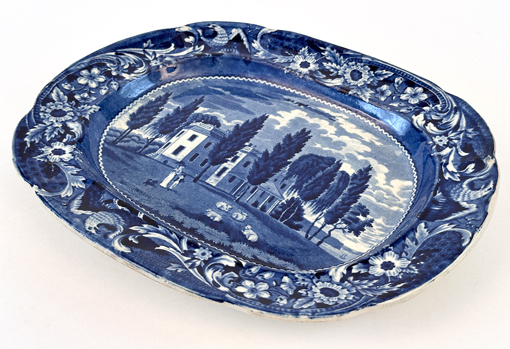 Hoboken in New Jersey eagle border joseph stubbs  medium blue historical staffordshire platter