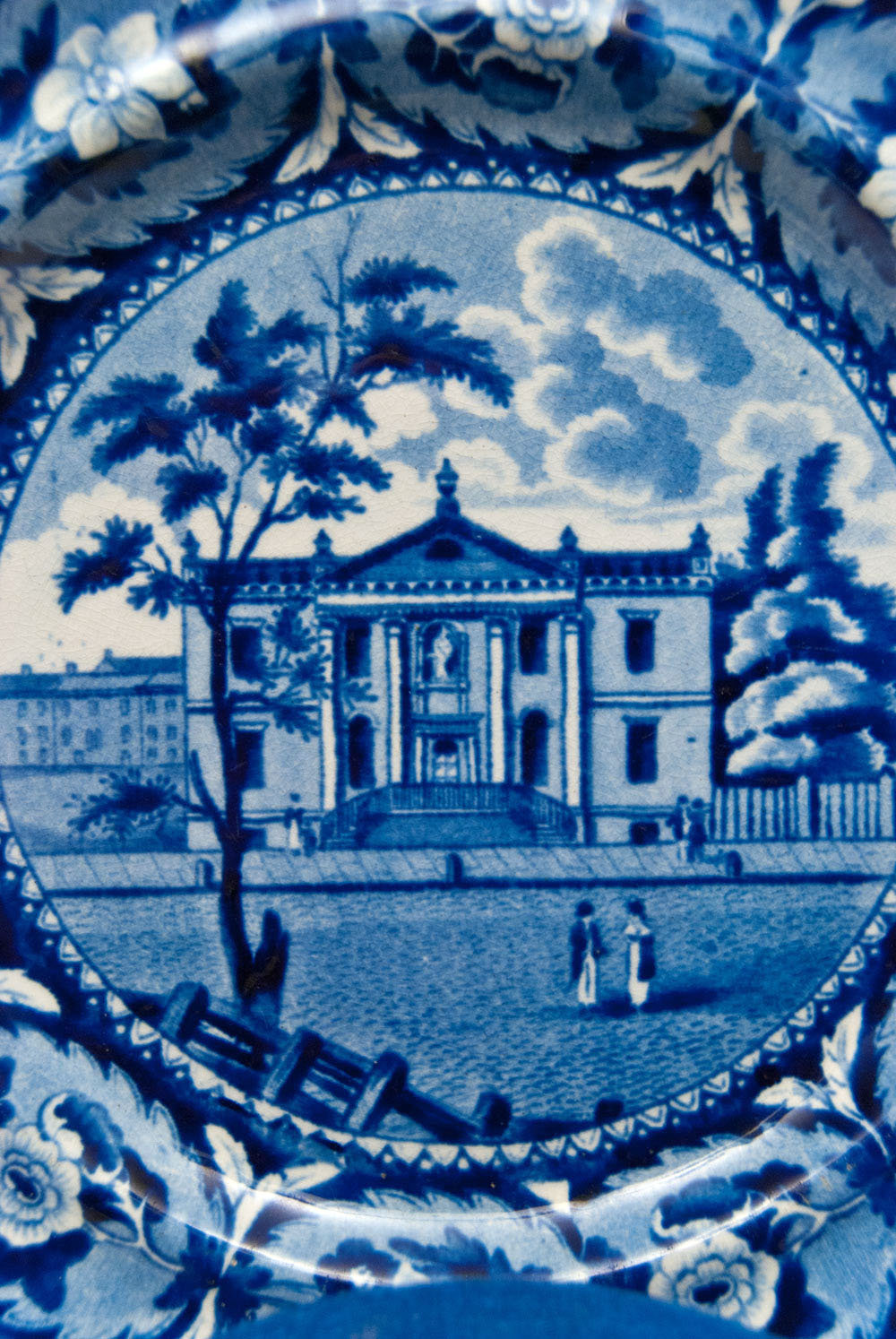 Beauties of America Library Philadelphia J and W Ridgway 8 Dark Blue Historical Staffordshire Plate For Sale