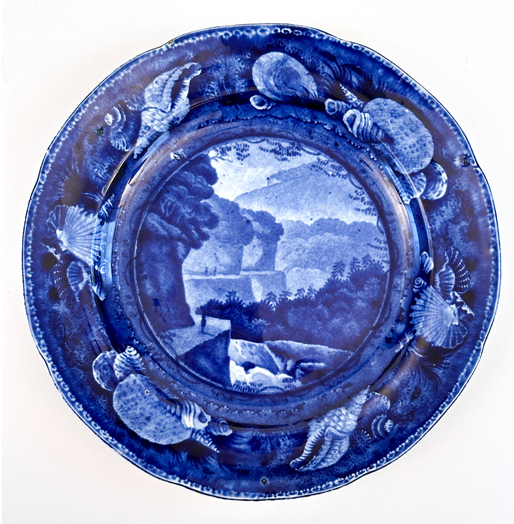 enoch wood and sons pass in the catskill mountains dark blue historical stafforshire plate