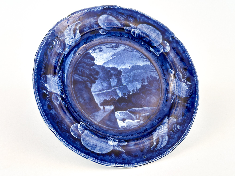 enoch wood and sons pass in the catskill mountains dark blue historical stafforshire plate