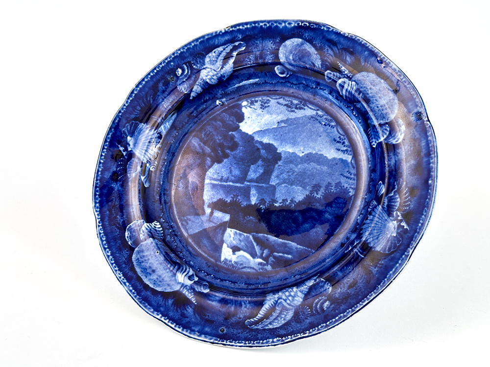 enoch wood and sons pass in the catskill mountains dark blue historical stafforshire plate