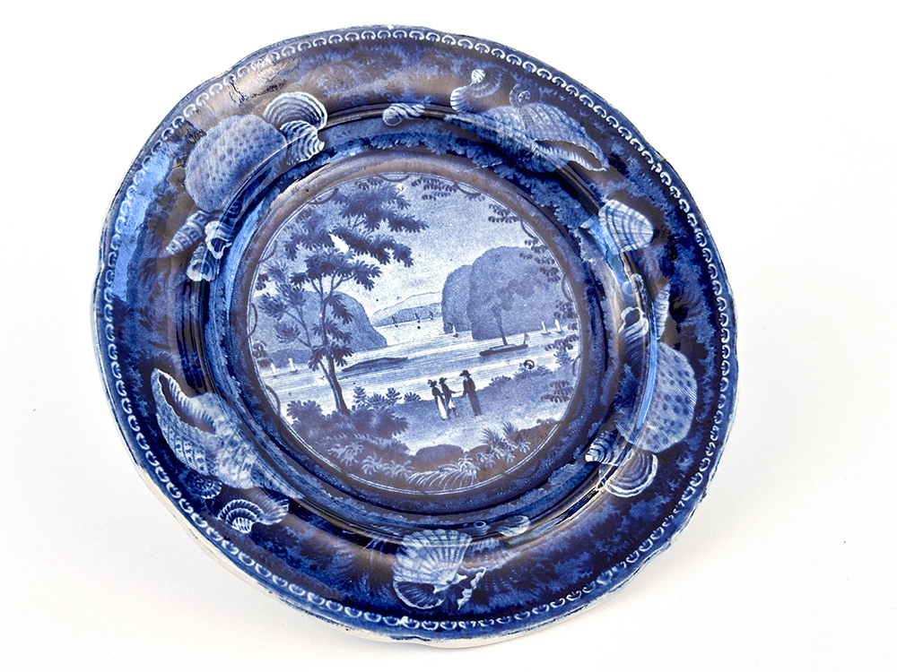 enoch wood and sons highlands at west point hudson river dark blue historical stafforshire plate