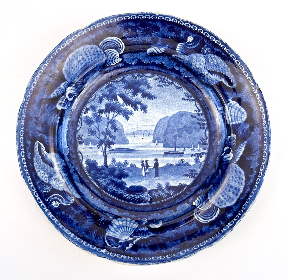 enoch wood and sons highlands at west point hudson river dark blue historical stafforshire plate