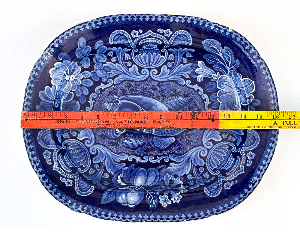 stubbs and kent dark blue historical staffordshire shells platter