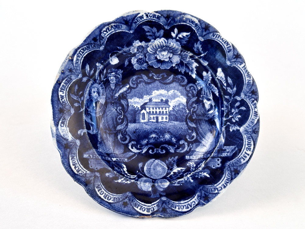 clews america and independence dark blue historical stafforshire cup plate