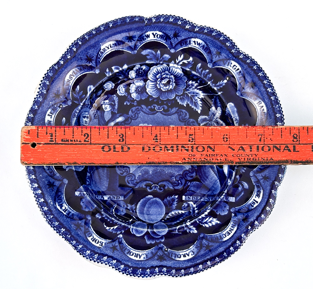 clews america and independence dark blue historical stafforshire salad plate