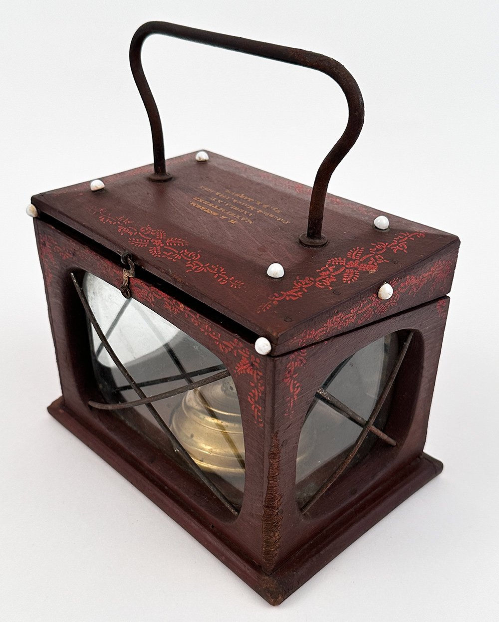 civil war era paint decorated foot warmer carriage lantern