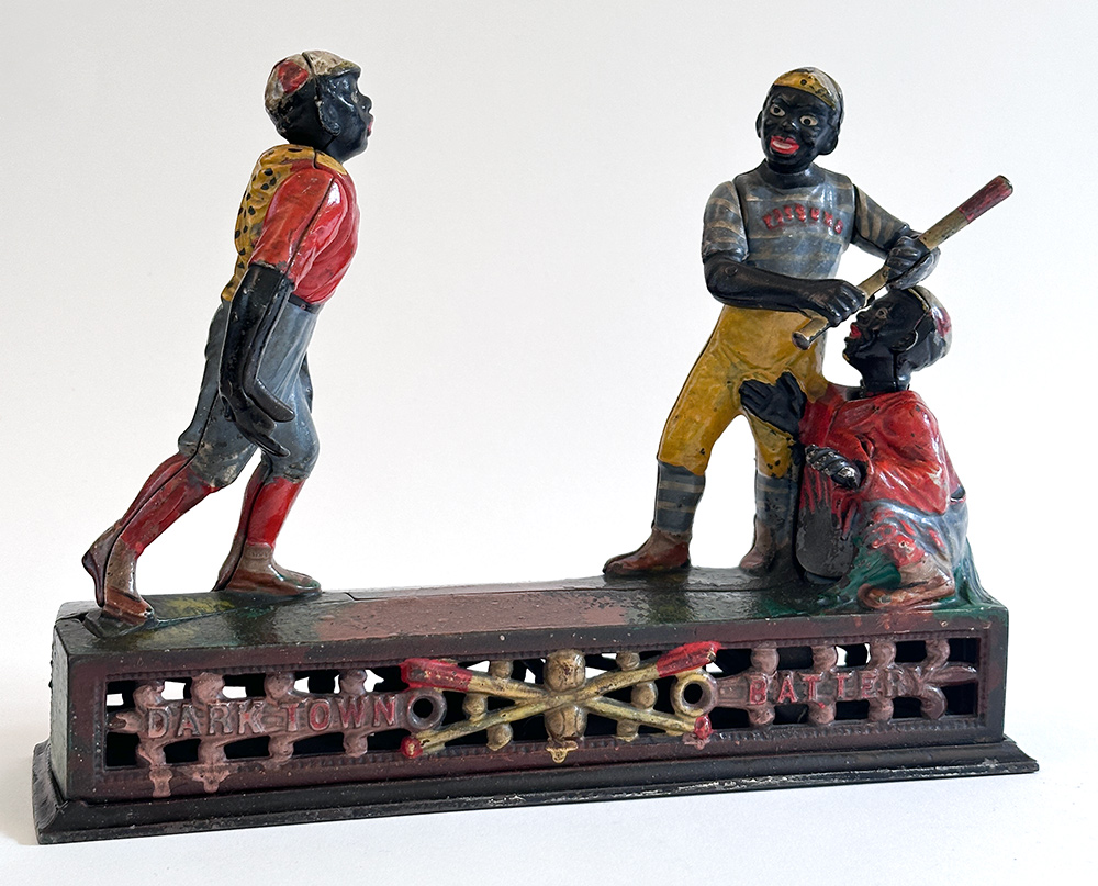 original j and e stevens cast iron Darktown Battery mechanical bank