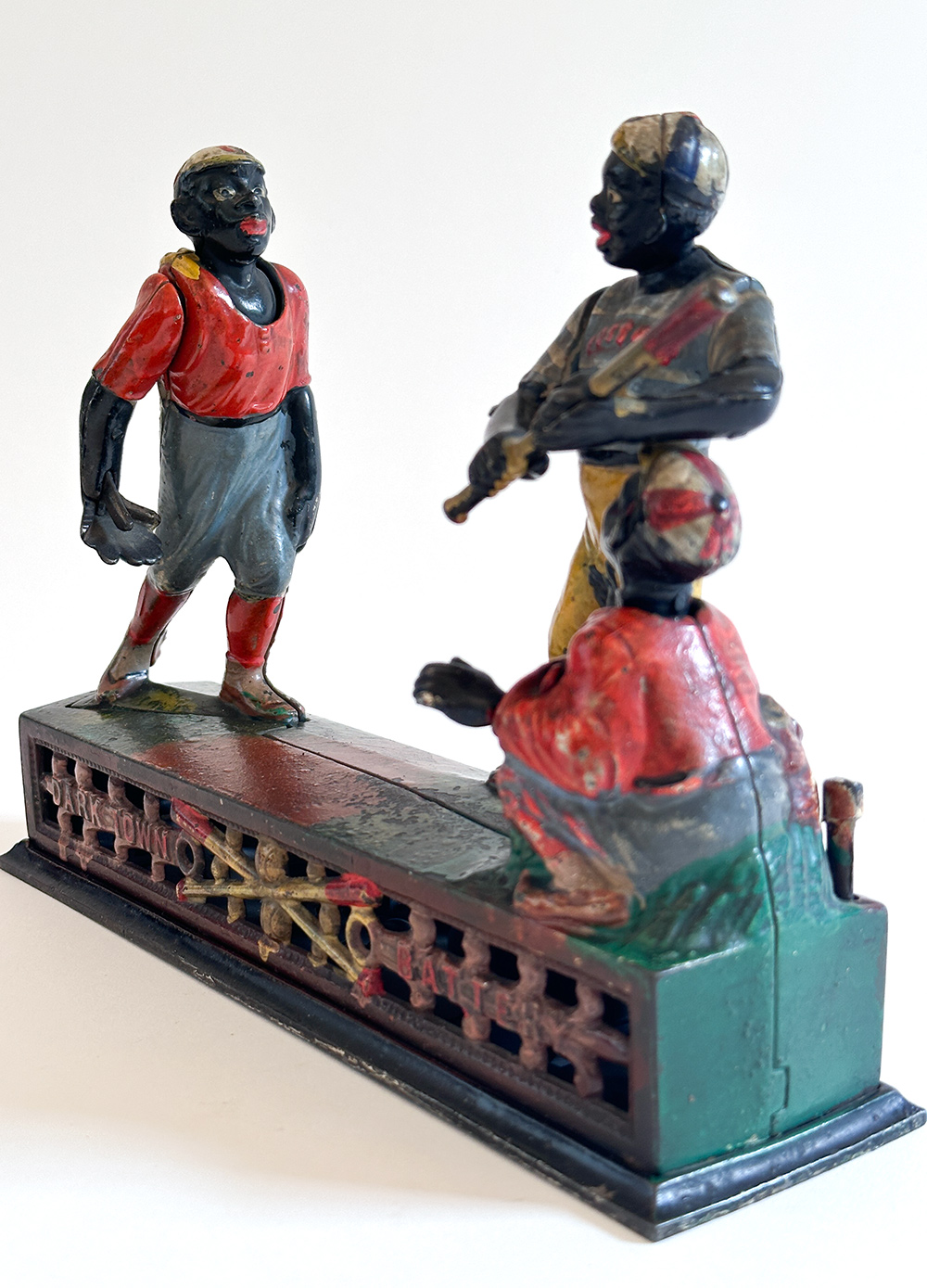 original j and e stevens cast iron Darktown Battery mechanical bank