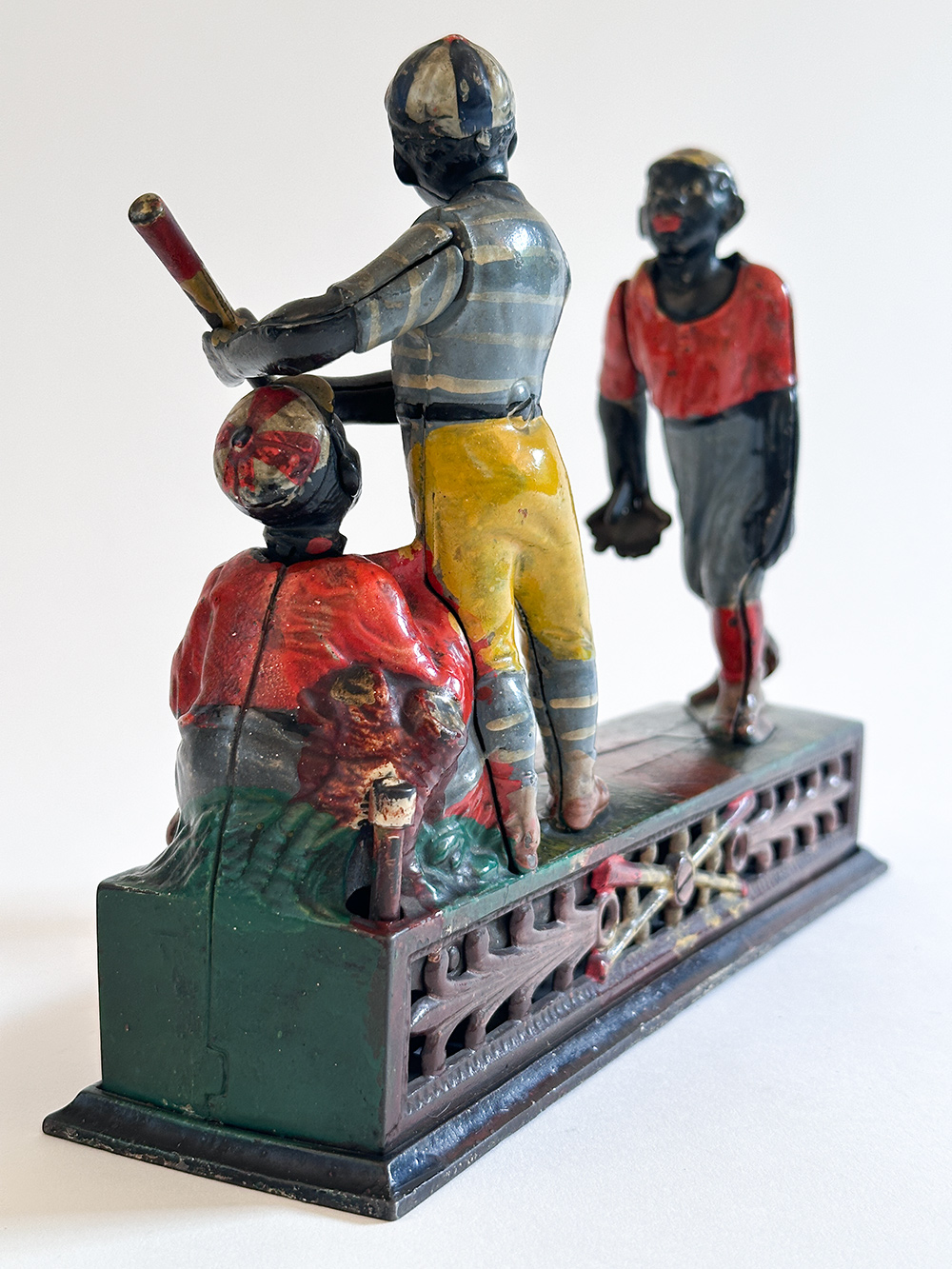 original j and e stevens cast iron Darktown Battery mechanical bank