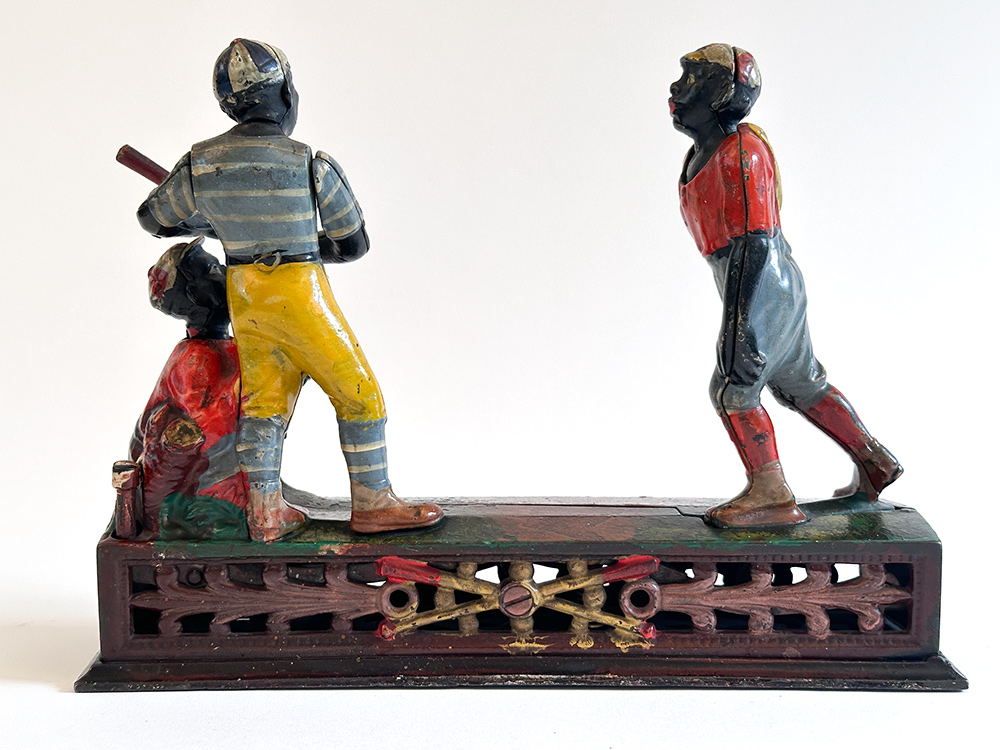 original j and e stevens cast iron Darktown Battery mechanical bank