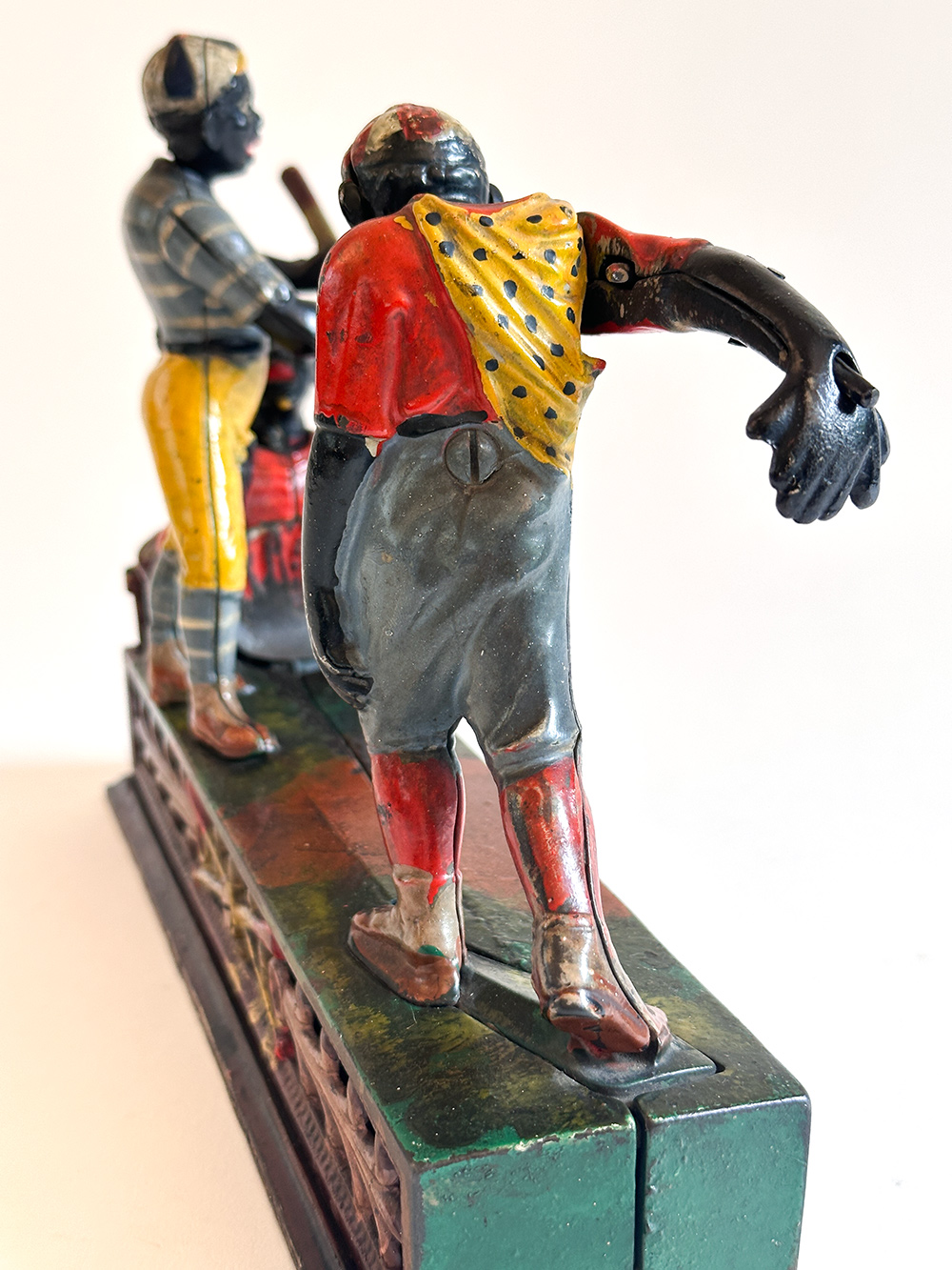 original j and e stevens cast iron Darktown Battery mechanical bank