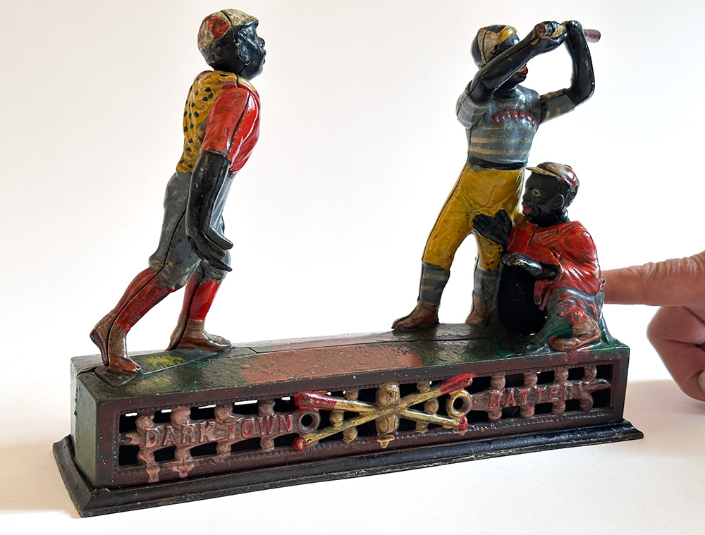 original j and e stevens cast iron Darktown Battery mechanical bank
