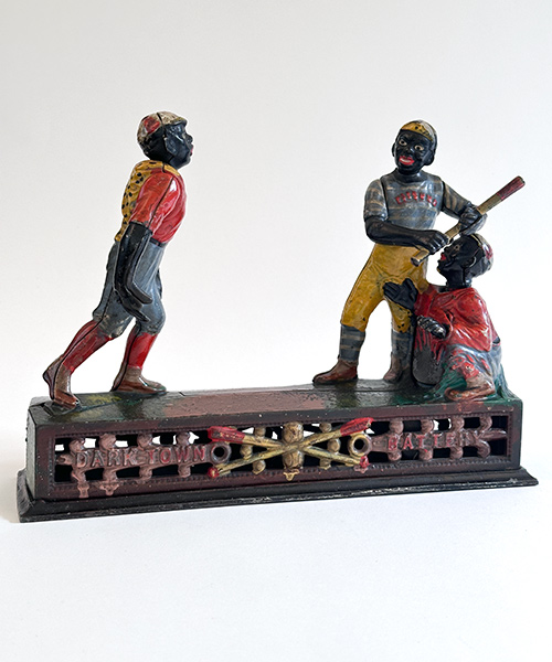 1888 original antique cast iron darktown battery mechanical bank