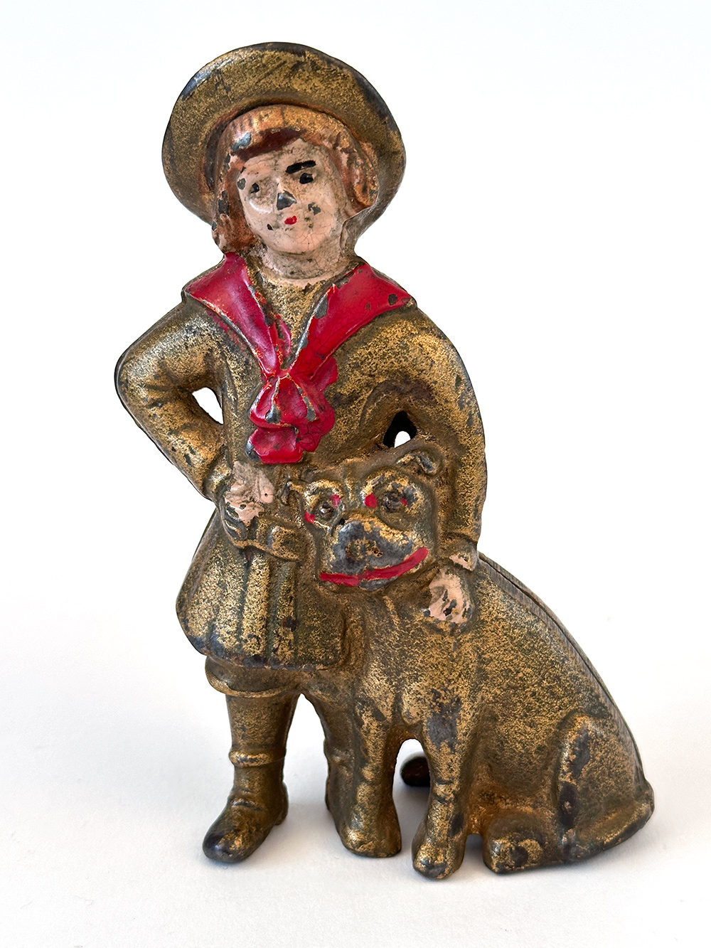 Original Cast Iron Buster Brown and Tige Penny Bank For Sale