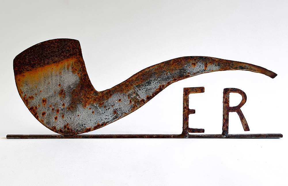 antique blacksmith made tobacco pipe trade sign