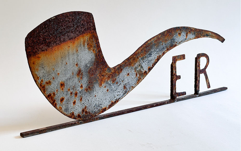 antique blacksmith made tobacco pipe trade sign