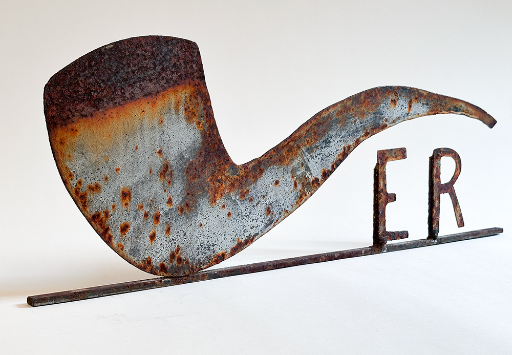 antique blacksmith made tobacco pipe trade sign