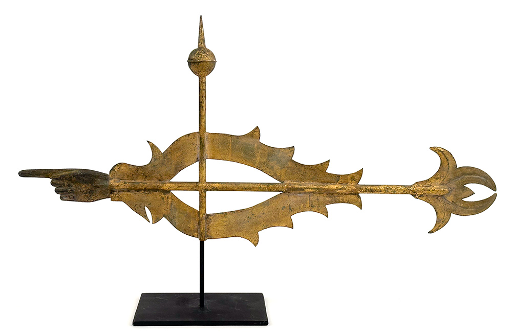 fiske index scroll pointing hand weathervane