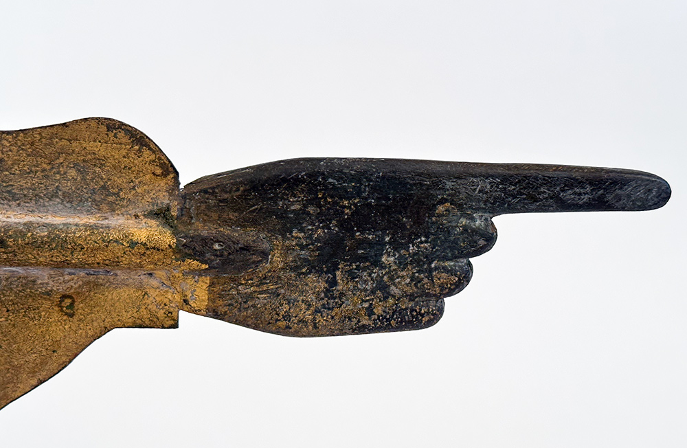 fiske index scroll pointing hand weathervane