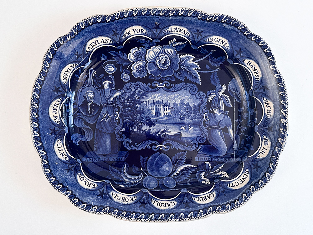 clews america and independence dark blue historical stafforshire platter