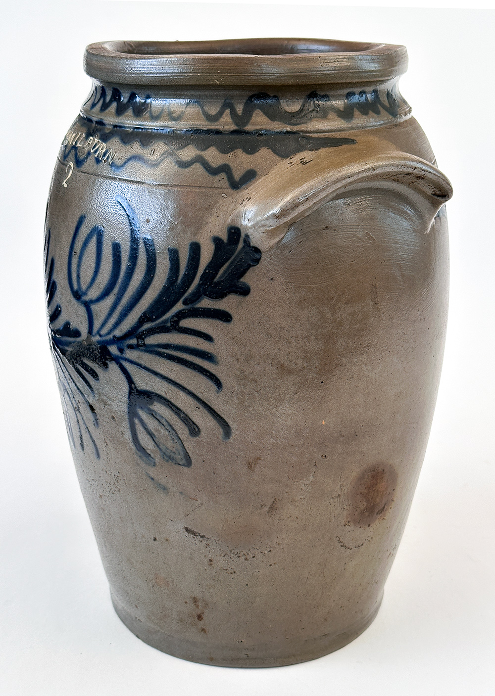 alexandria virginia cobalt decorated ovoid stoneware crock