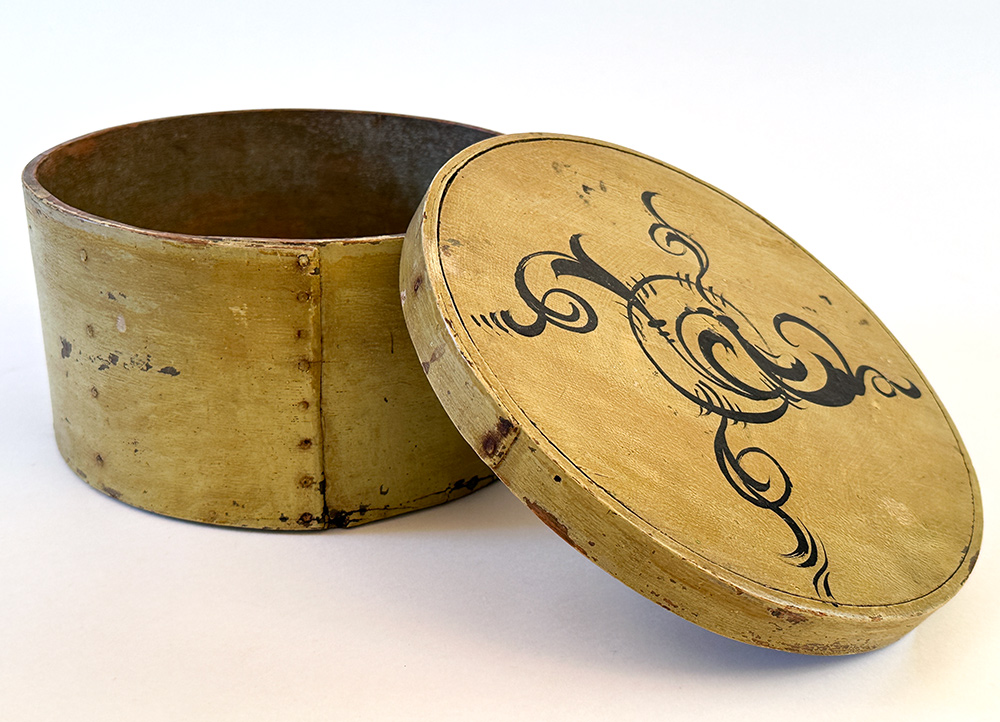 19th century pantry box in original mustard paint