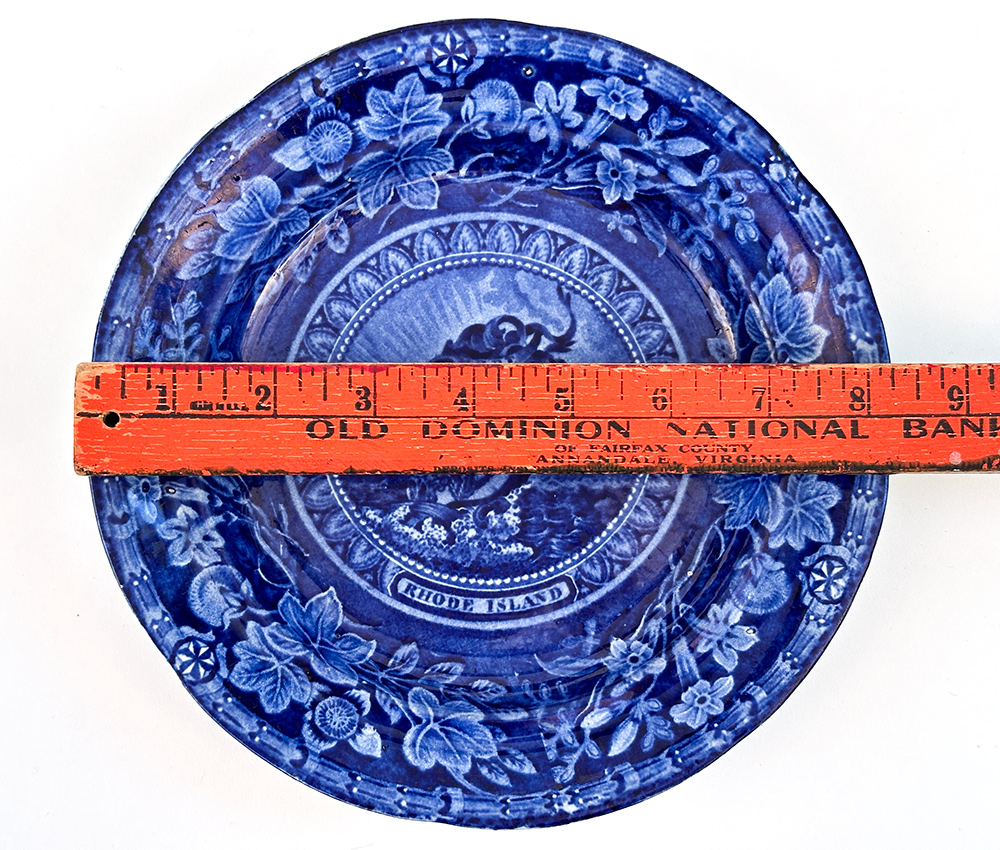 thomas mayer arms of the state of rhode island dark blue transferware plate