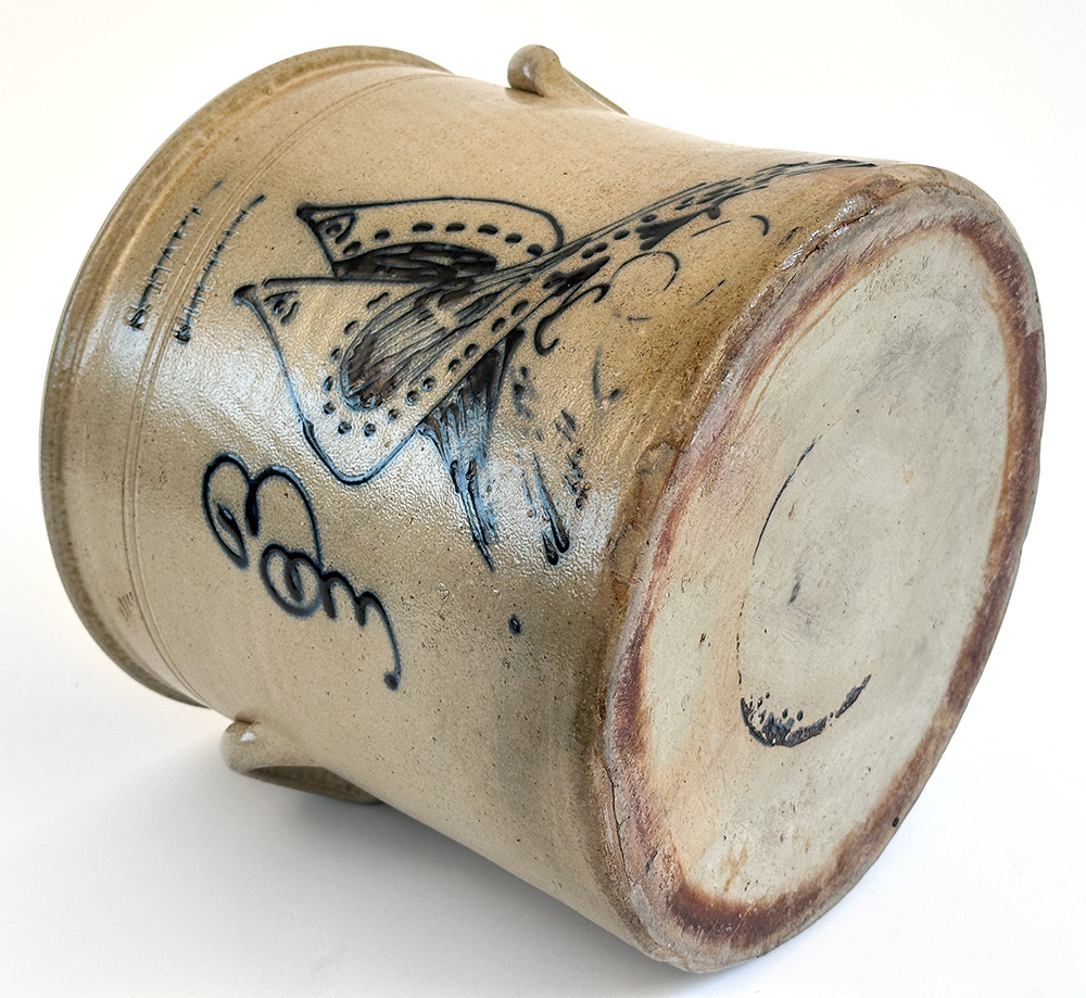 samuel hart fulton new york stoneware double bird crock
