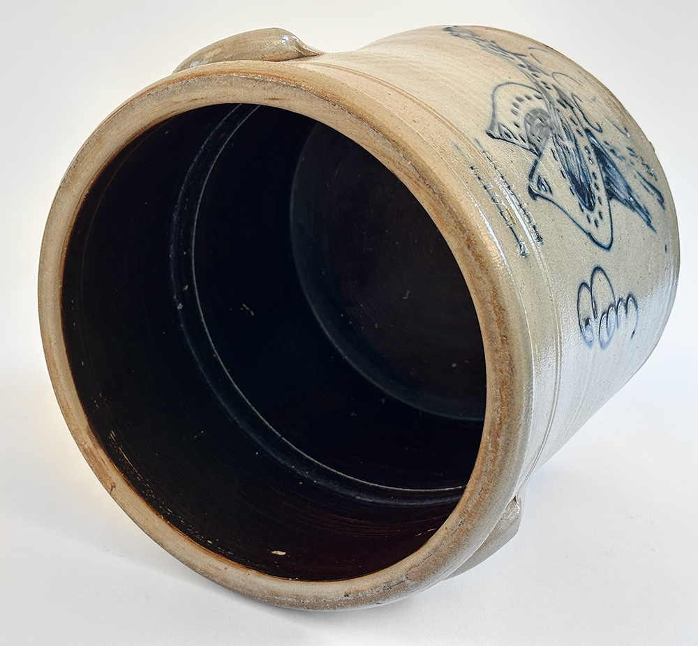 samuel hart fulton new york stoneware double bird crock