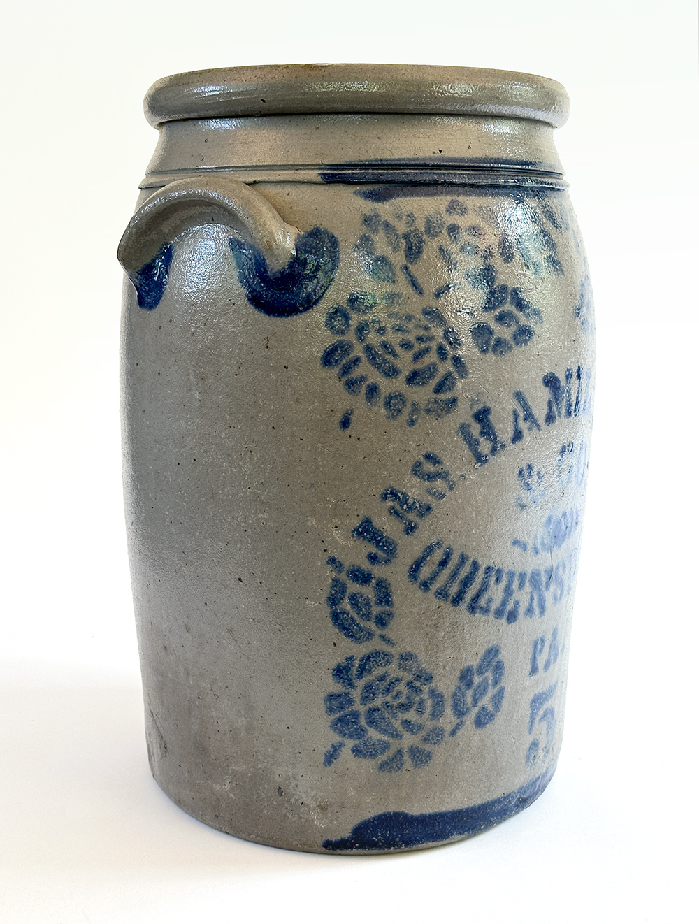 james hamilton cobalt decorated greensboro pennsylvania antique stoneware crock