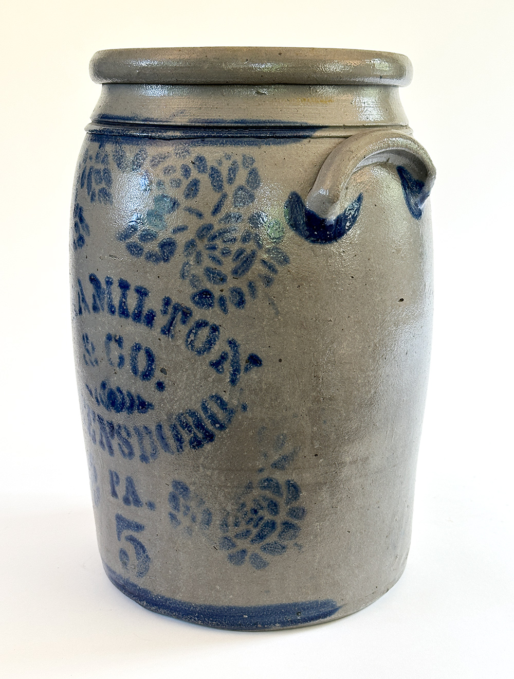 james hamilton cobalt decorated greensboro pennsylvania antique stoneware crock