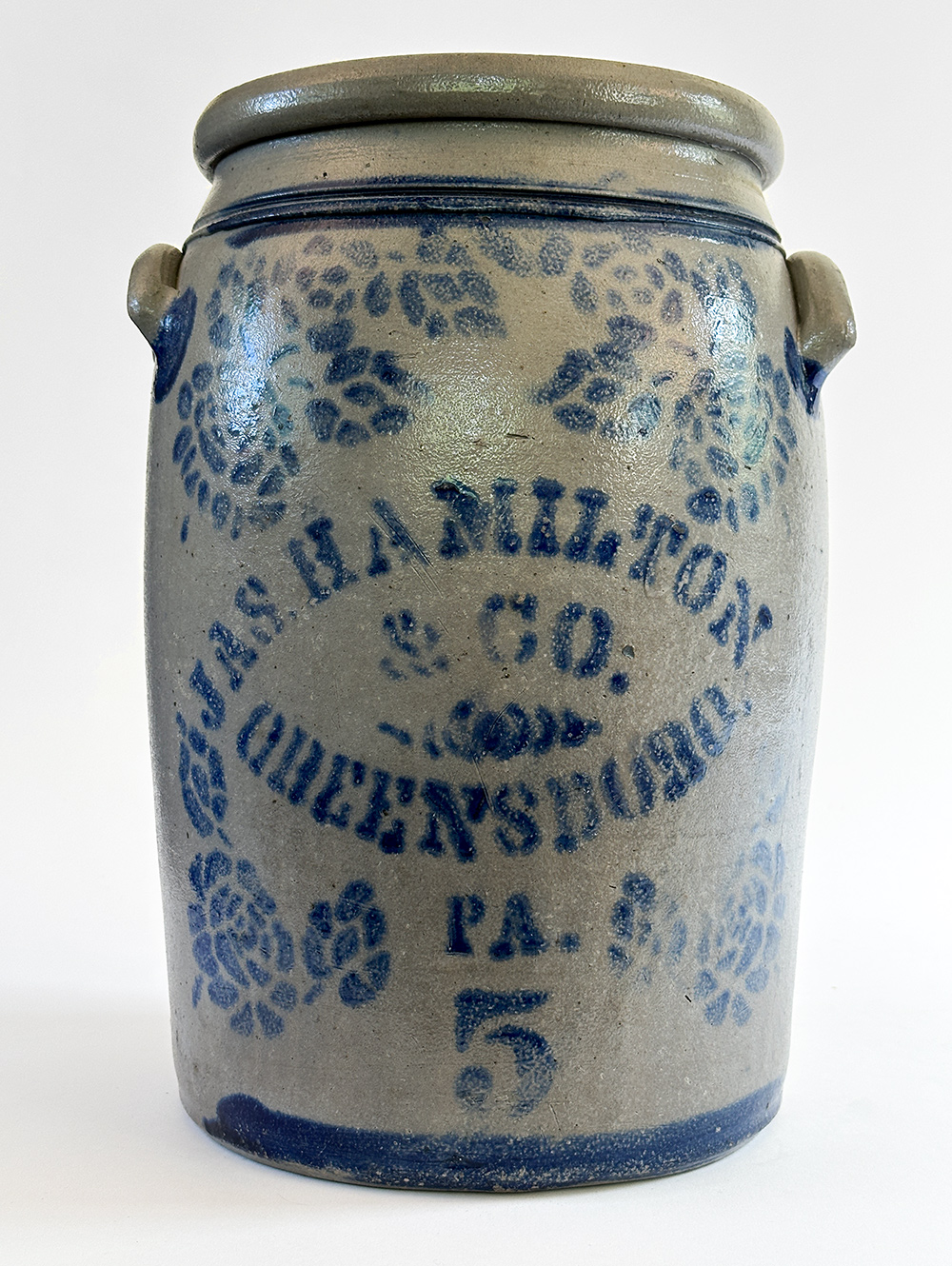 james hamilton cobalt decorated greensboro pennsylvania antique stoneware crock