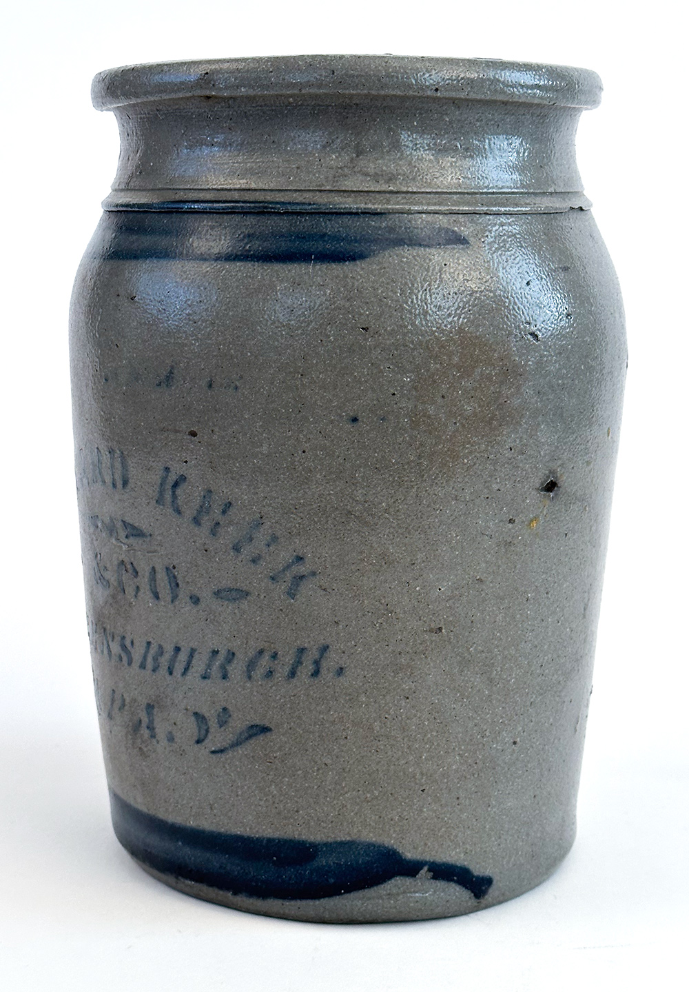 Greensboro Pennsylvania stoneware merchant jar leonard keck and company greensburg pa