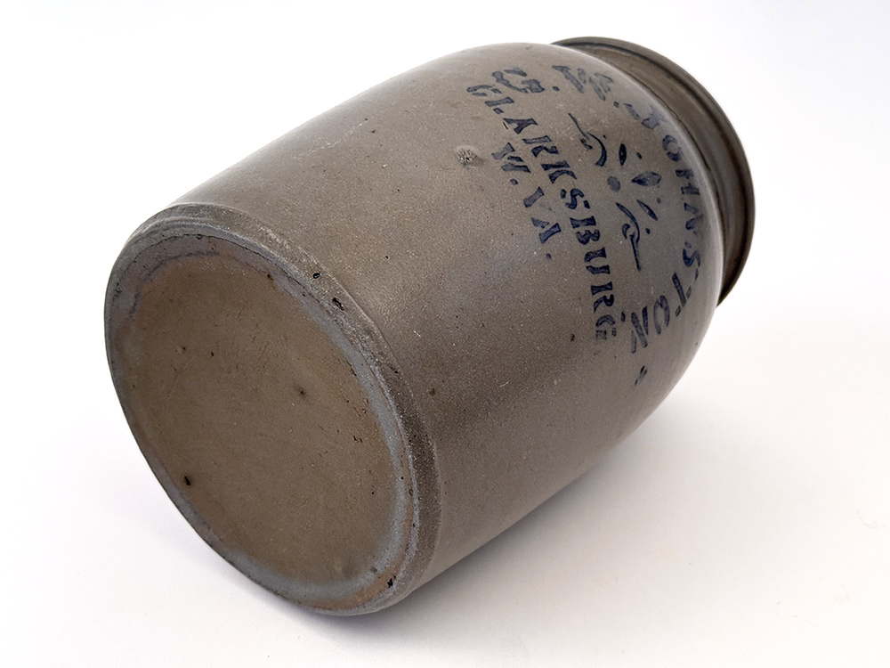 clarksburg wv george johnston blue decorated stoneware crock