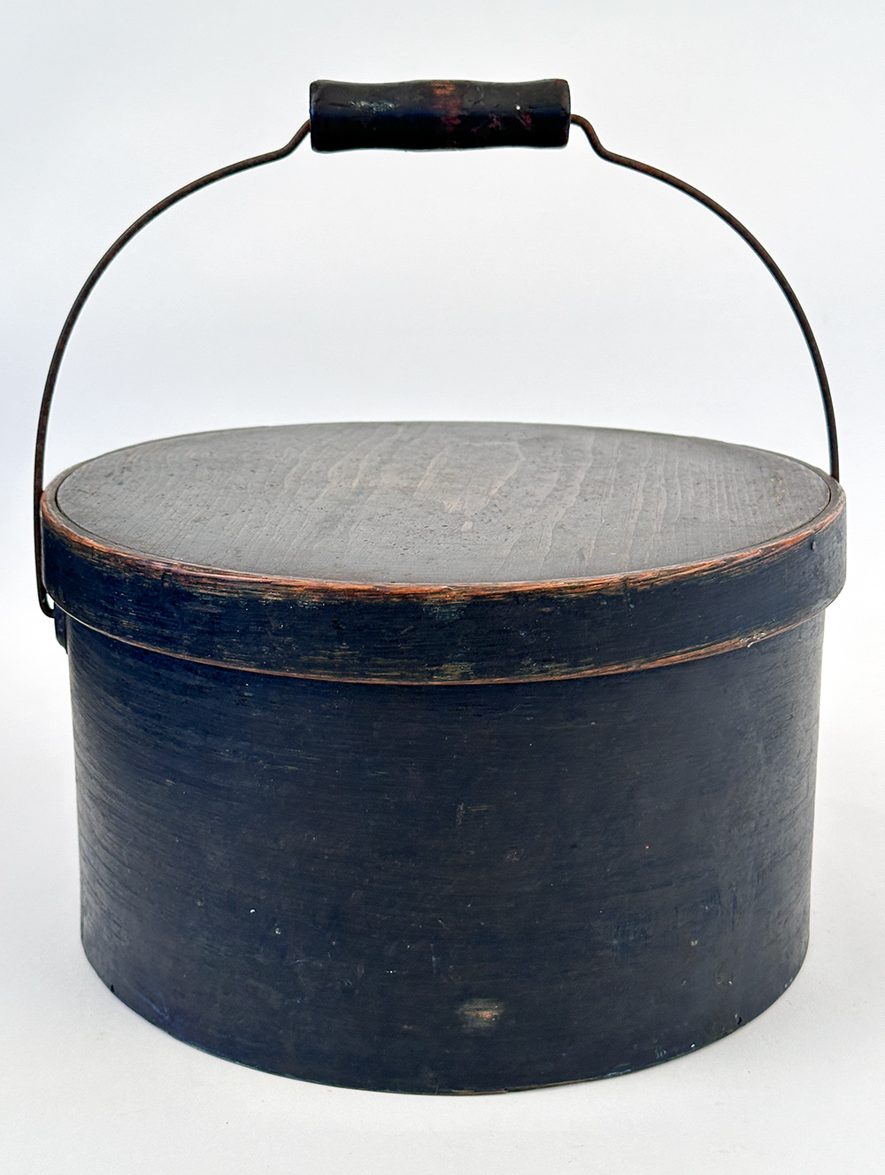 19th century bail handled pantry box in original blue paint