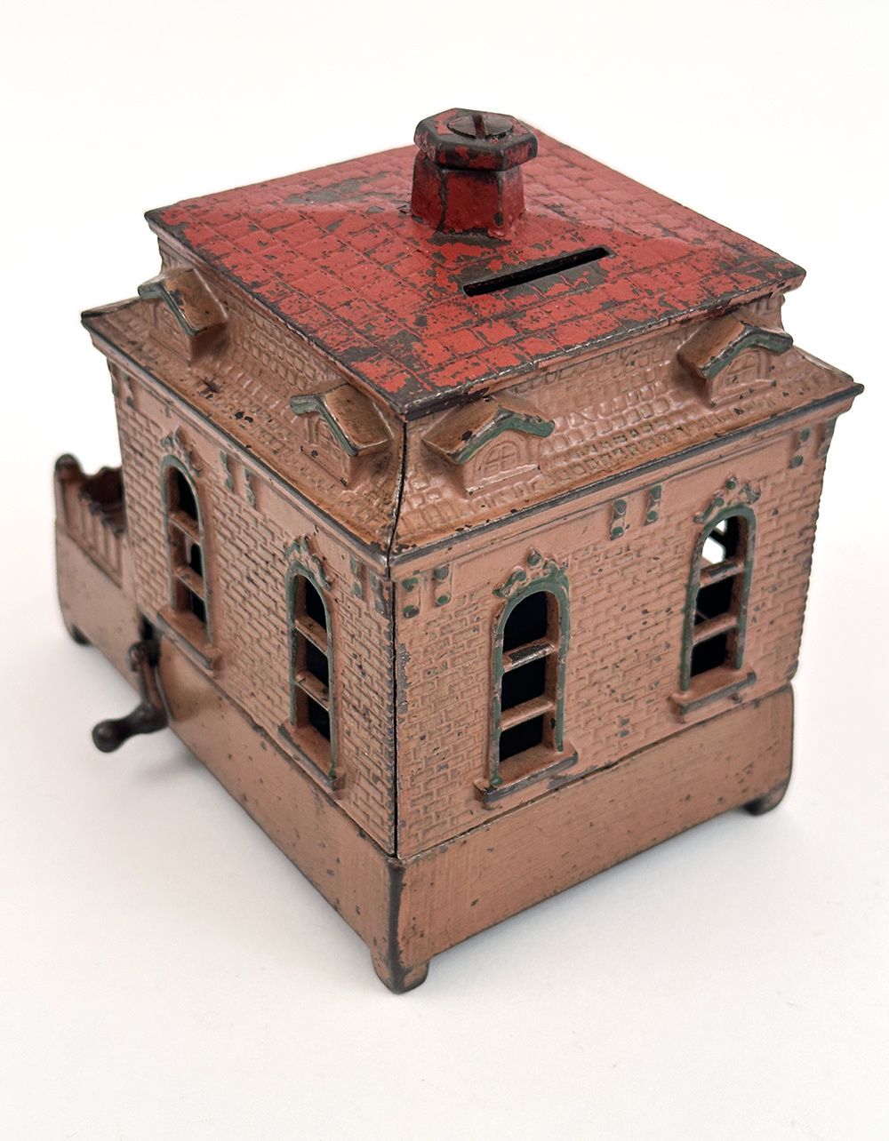 original cast iron dog on turntable mechanical bank