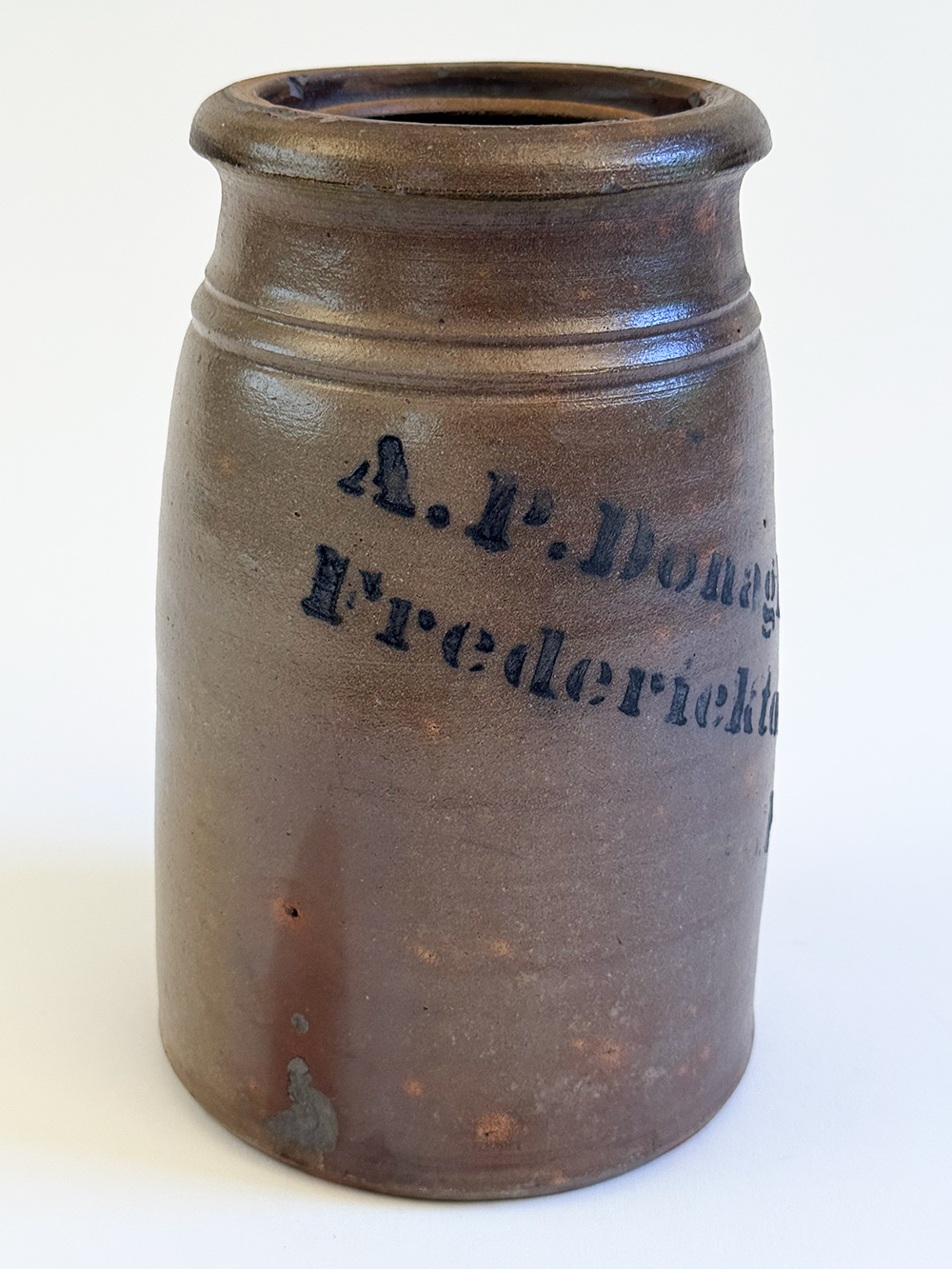 donaghho fredericktown pennsylvania cobalt decorated stoneware canning jar